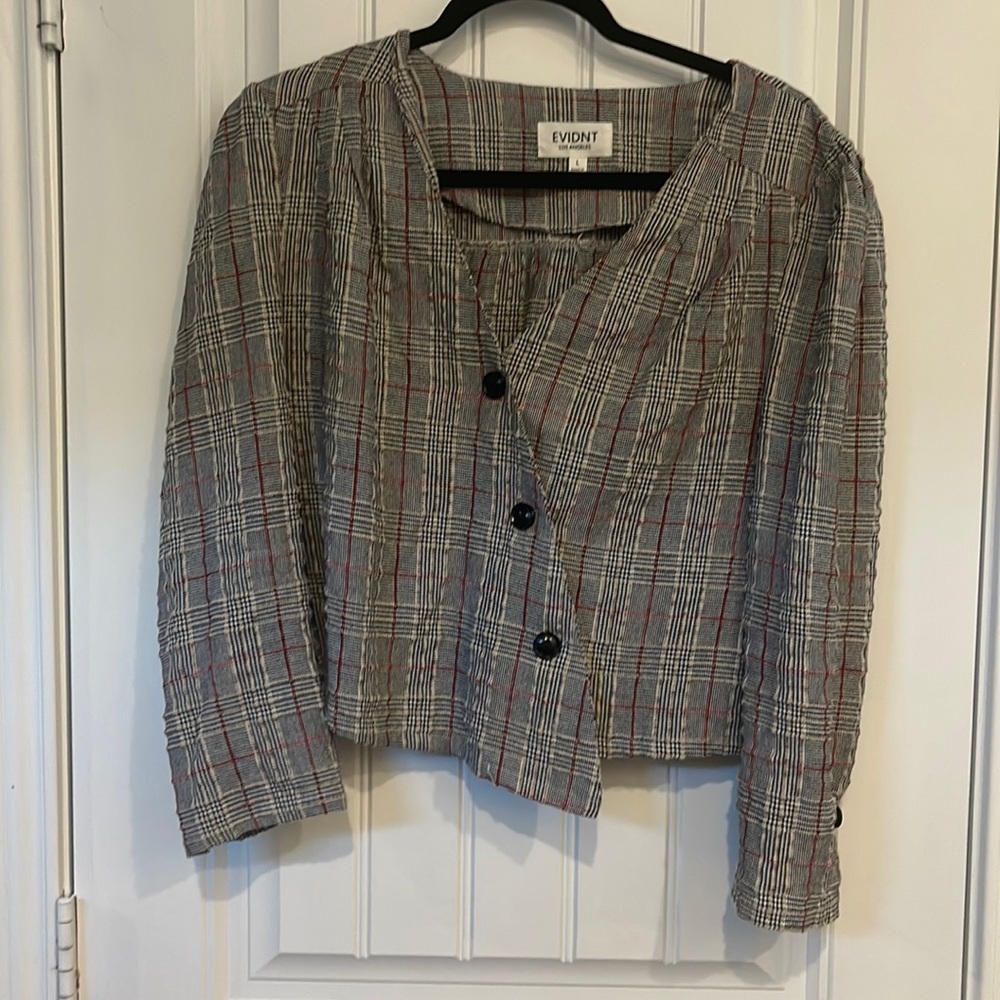Evident Los Angeles Cropped Plaid Jacket